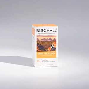 Birchall Fair Trade Green Tea & Peach Tagged & Envelope Tea