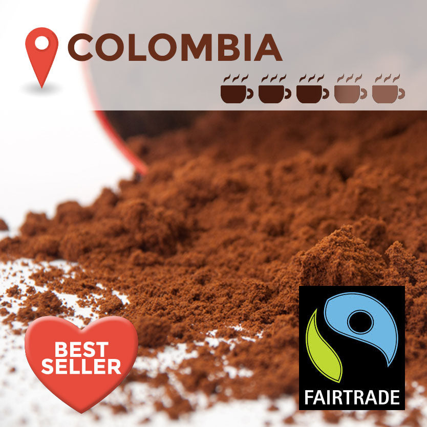Fairtrade Colombian Cafetiere Coffee Sachets - 100 packs x 15g (medium)